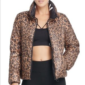 DKNY small reversible puffer jacket leopard black